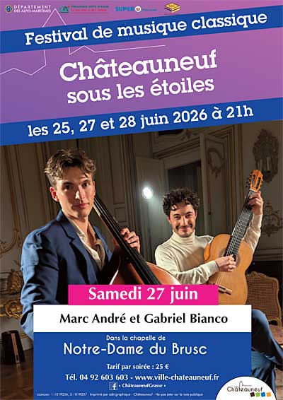 Festival Châteauneuf sous les Étoiles : Marc André (Contrebasse) Gabriel Bianco (Guitare)
